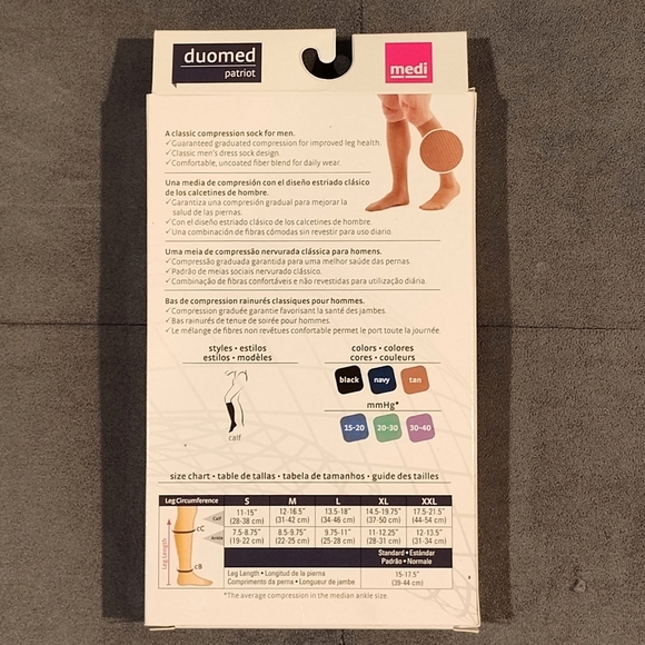 NEW DUOMED PATRIOT BLACK MEDICAL COMPRESSION STOCKING 20-30mmHg SIZE MEDIUM - Picture 8 of 9